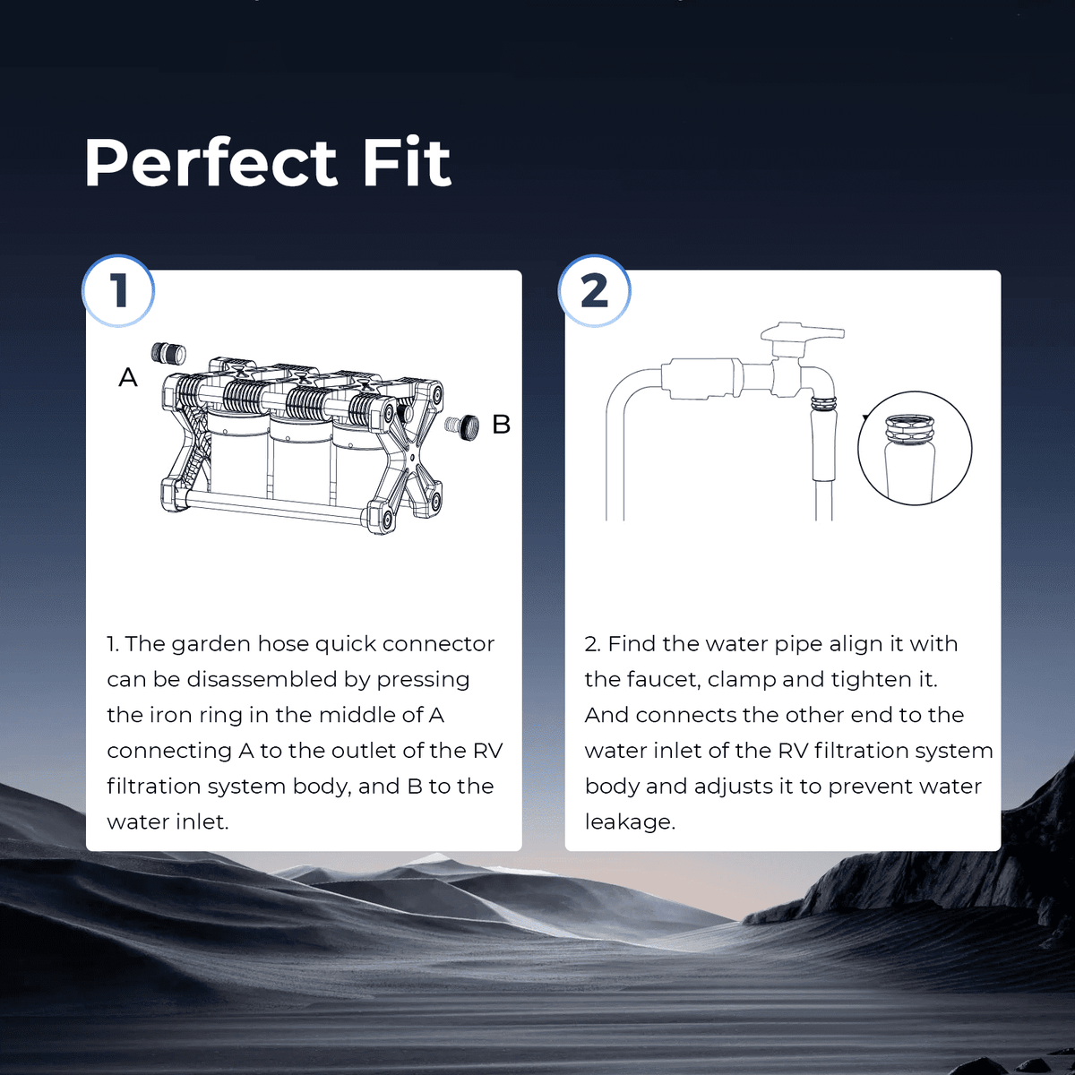 GLACIER FRESH RV Water Filtration System with 0.2 micron Water Filter, 3-Stage Premium Filtration, Compact 5 inch Filter, for RVs, Campers and Boats