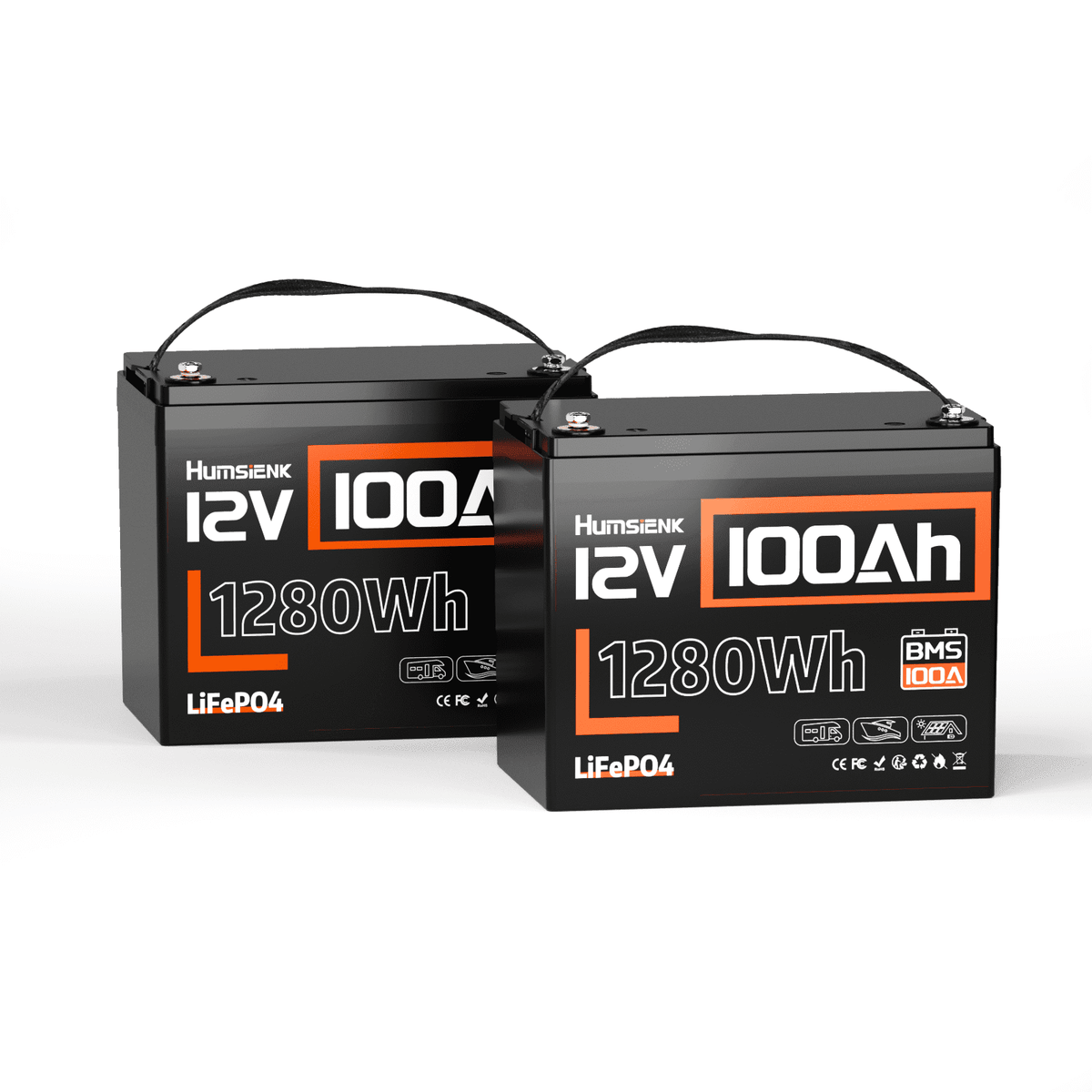 HumsiENK 12V 100Ah LiFePO4 Battery Group 24 Lithium Battery 100A BMS with Low Temp Cutoff, 15000+ Deep Cycles for RV Solar Marine Trolling Moto Off-Grid, Lithium Iron Phosphate Batteries