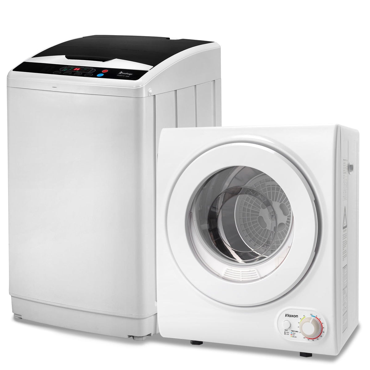 Ktaxon 17.8LBS Full Automatic Washing Machine and 3.5CuFt Portable Clothes Dryer Set, Compact Laundry Washer and Dryer Combo Set with Stainless Steel Inner Tub, for Apartment, Dorms, Home