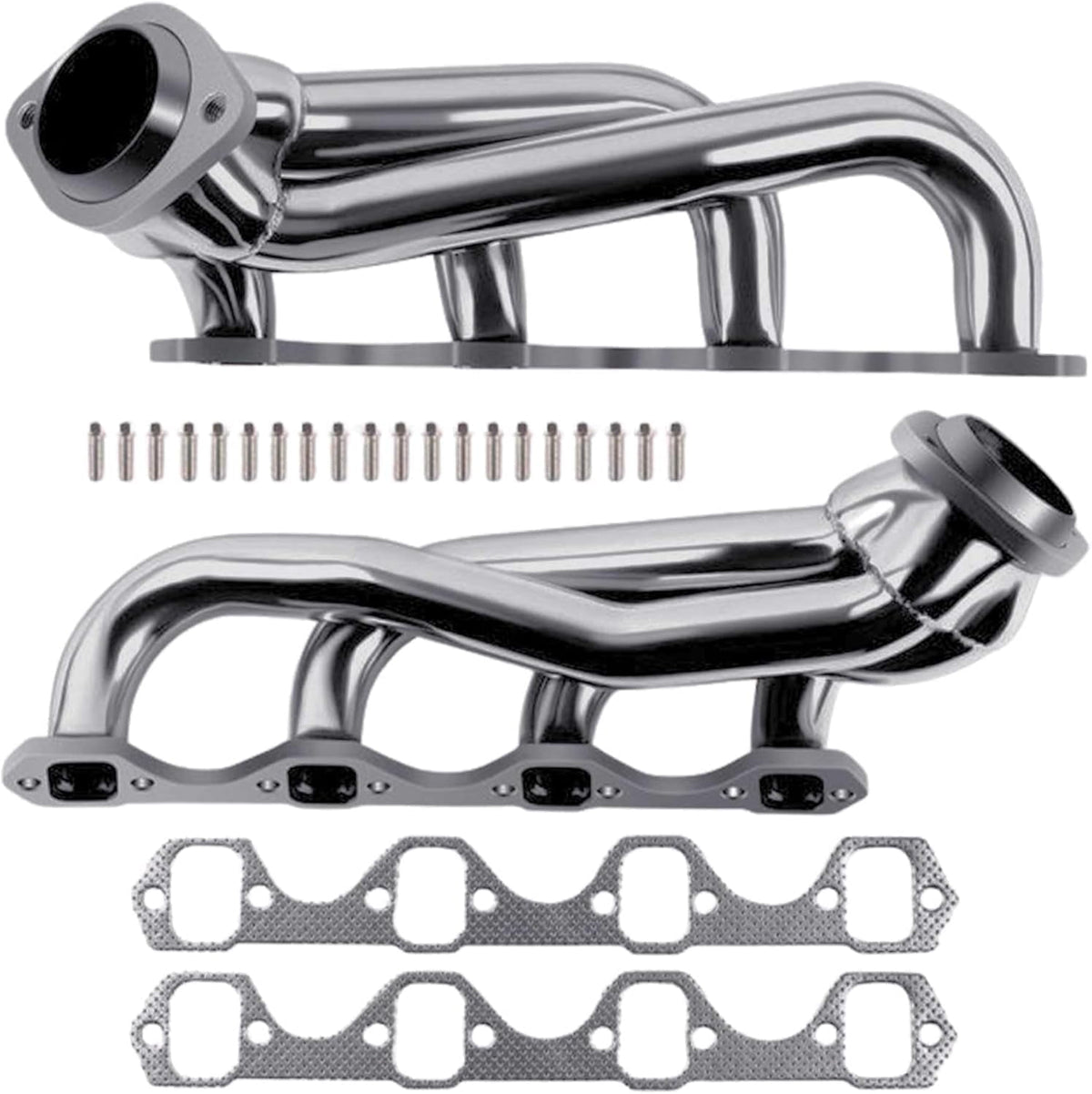 Polished 304 Stainless Steel Shorty Headers for 1979 1993 Ford Mustang 5.0L V8 Fox Body GT LX Upgraded Copper Gaskets Direct Bolt On Exhaust Manifold (Shorty Headers)